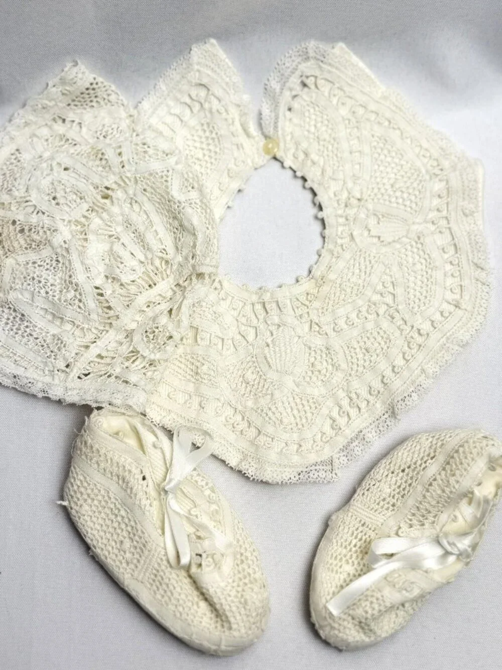 Renaissance Vintage Handmade Lace Infant Layette Set by Jacilene Made in Brazil
